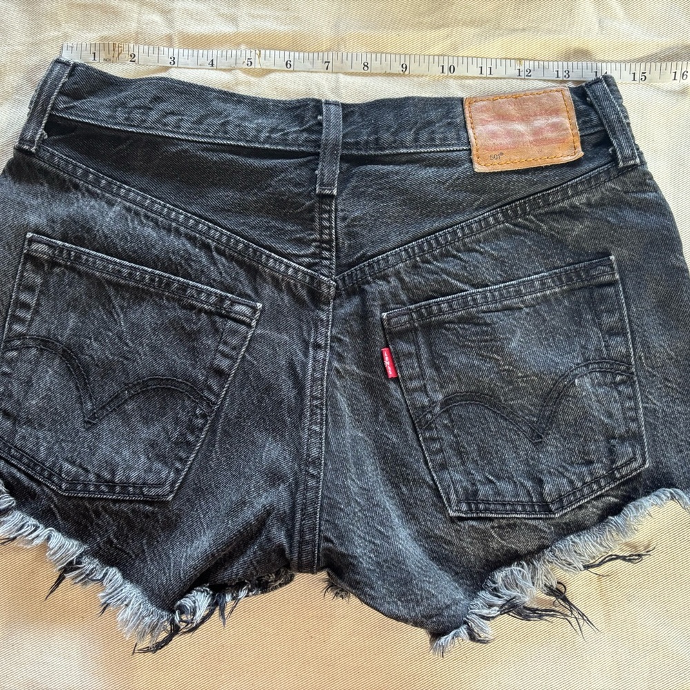Levi's Black High-Waisted Distressed Jean Shorts